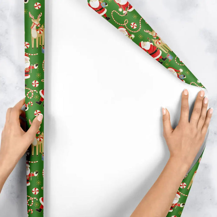 Gift Wrap - Jolly Green Santa - Recycled Fiber