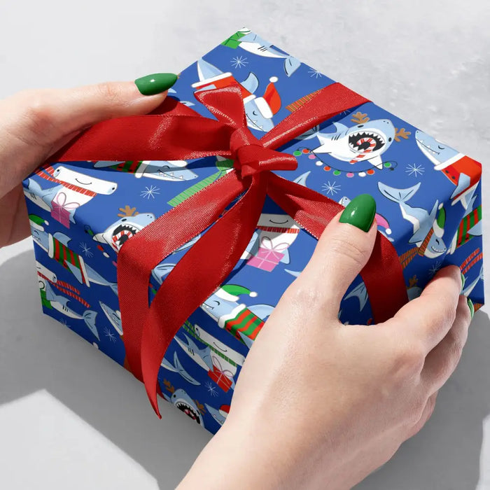 Gift Wrap - Merry Sharks - Recycled Fiber
