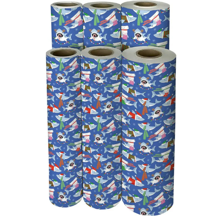 Gift Wrap - Merry Sharks - Recycled Fiber