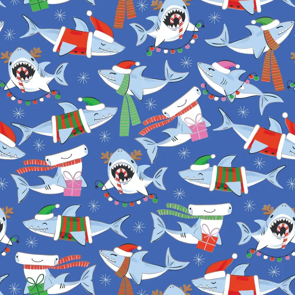 Gift Wrap - Merry Sharks - Recycled Fiber - Jewelry Roll