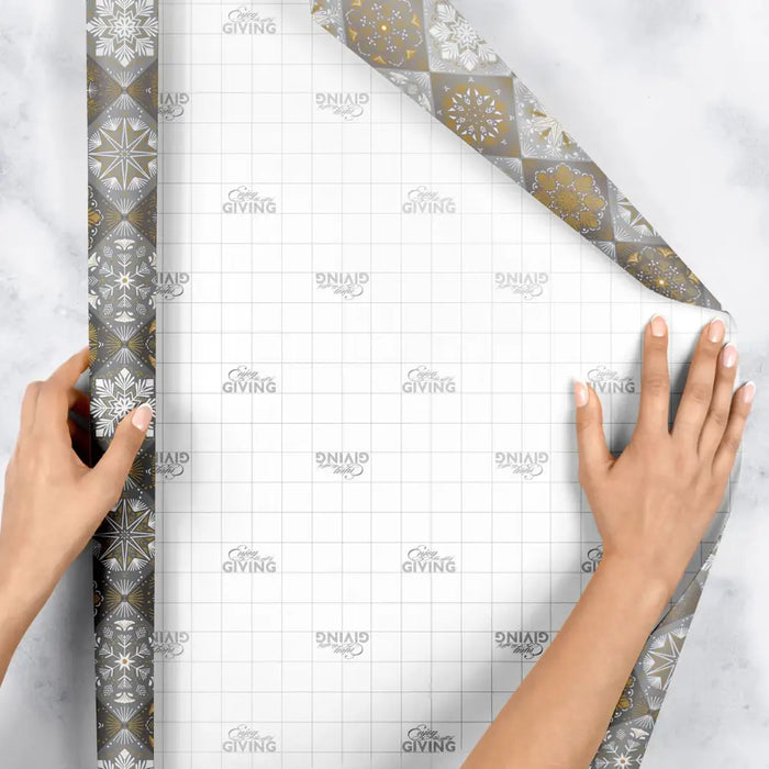 Gift Wrap - Ornamental Snowflakes - Recycled Fiber