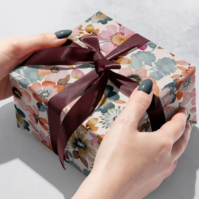 Gift Wrap - Painterly Petals - Recycled Fiber