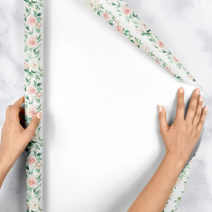 Gift Wrap - Pink Roses - Recycled Fiber