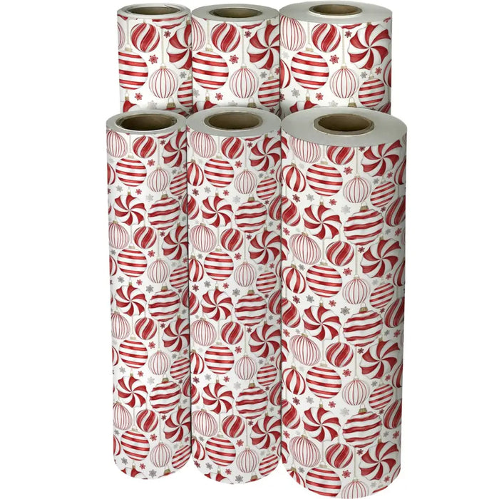 Gift Wrap - Red & White Ornaments - Recycled Fiber