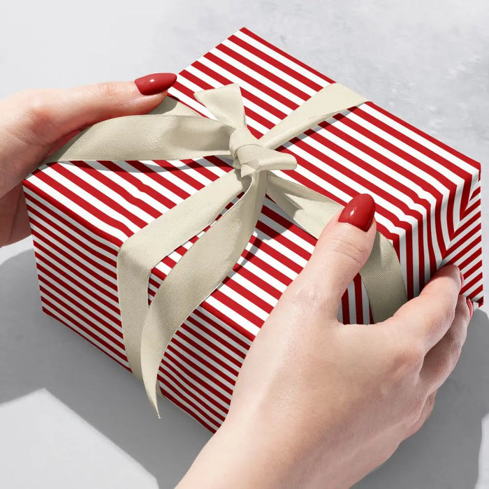 Gift Wrap - Red & White Stripe - Recycled Fiber
