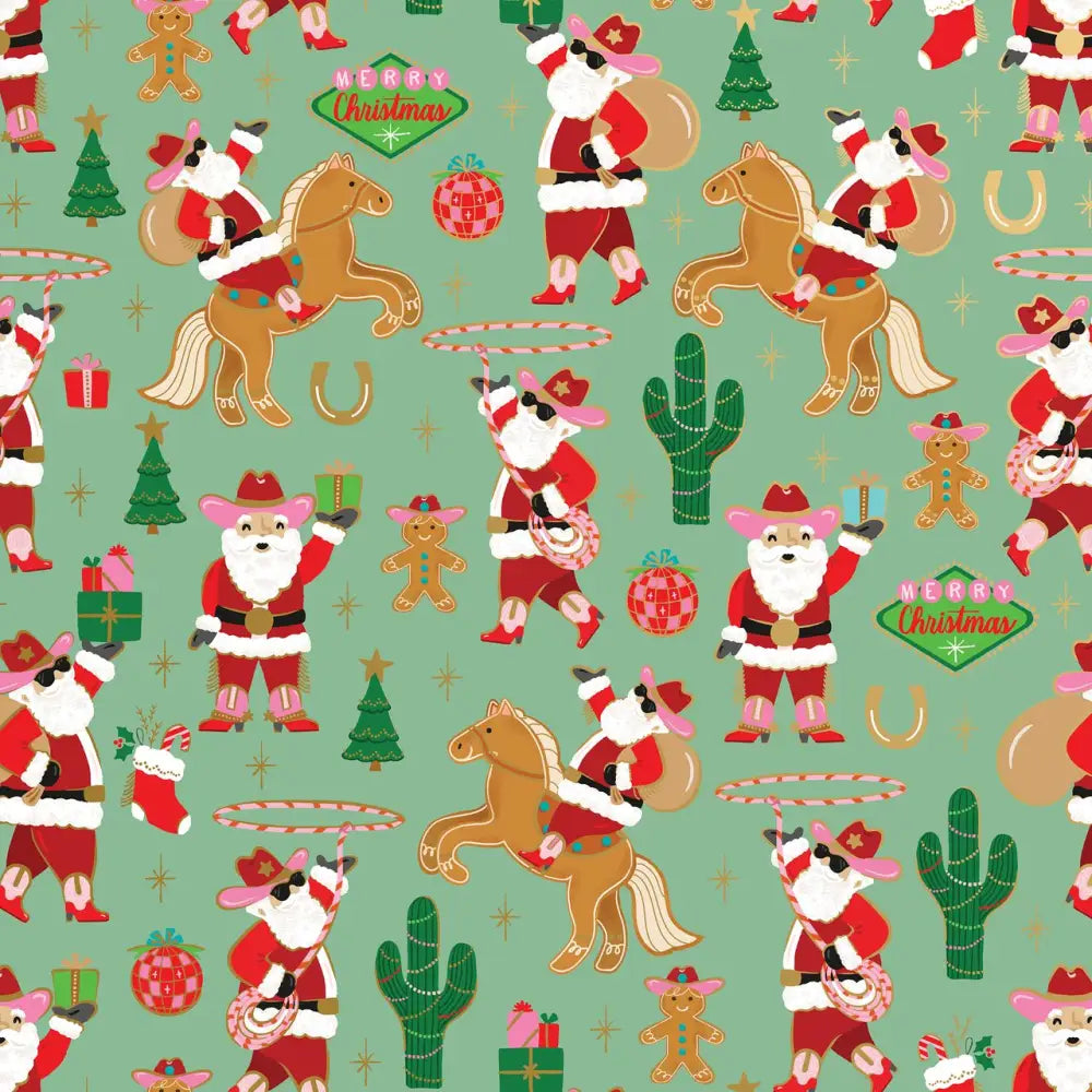 Gift Wrap - Rodeo Santa - Recycled Fiber - Jewelry Roll