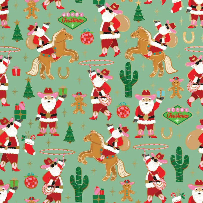 Gift Wrap - Rodeo Santa - Recycled Fiber - Jewelry Roll