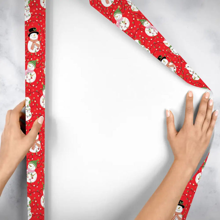 Gift Wrap - Snowmen & Lights - Recycled Fiber