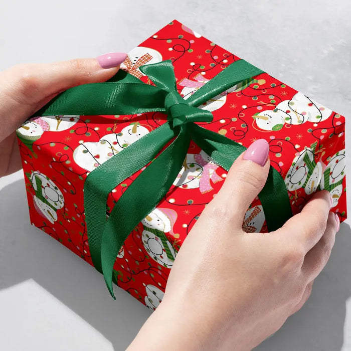 Gift Wrap - Snowmen & Lights - Recycled Fiber