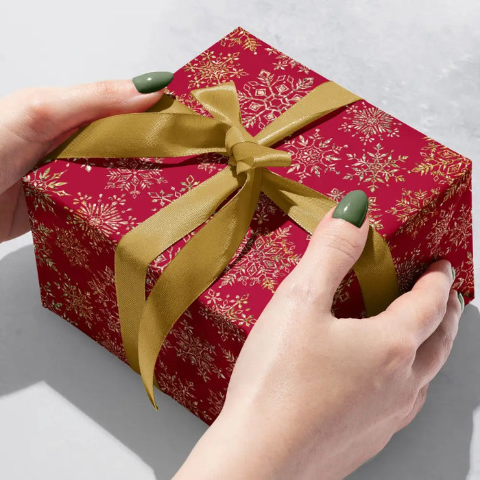 Gift Wrap - Sparkleflake Gold Red - Recycled Fiber