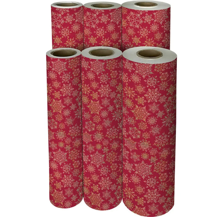 Gift Wrap - Sparkleflake Gold Red - Recycled Fiber