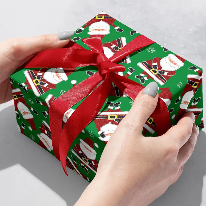 Gift Wrap - Sparkling Santa Green - Recycled Fiber
