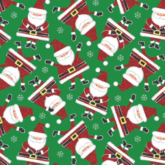 Gift Wrap - Sparkling Santa Green - Recycled Fiber