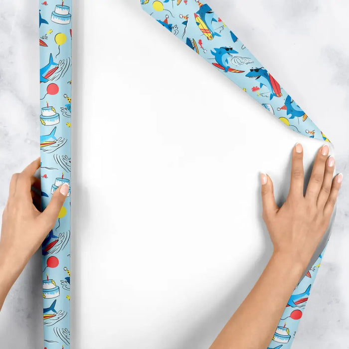 Gift Wrap - Surfing Sharks - Recycled Fiber