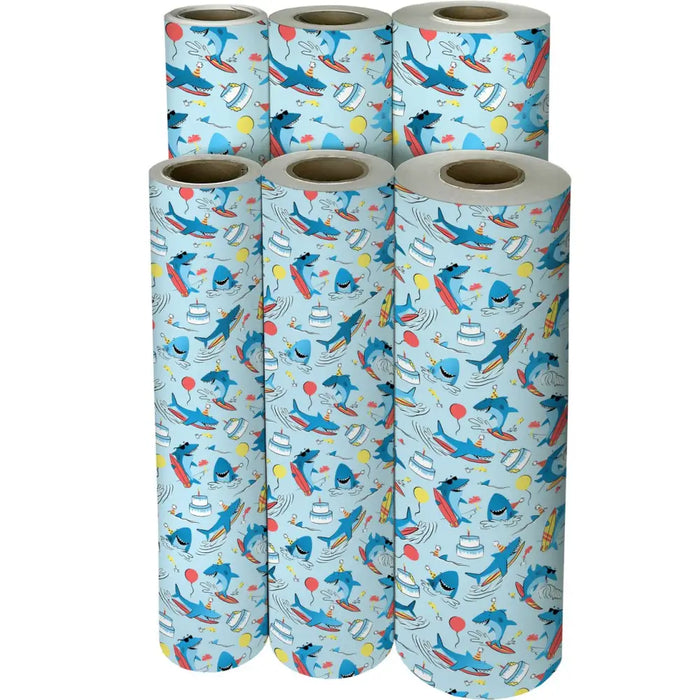 Gift Wrap - Surfing Sharks - Recycled Fiber