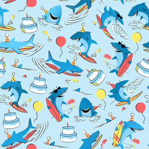 Gift Wrap - Surfing Sharks - Recycled Fiber - Jewelry Roll