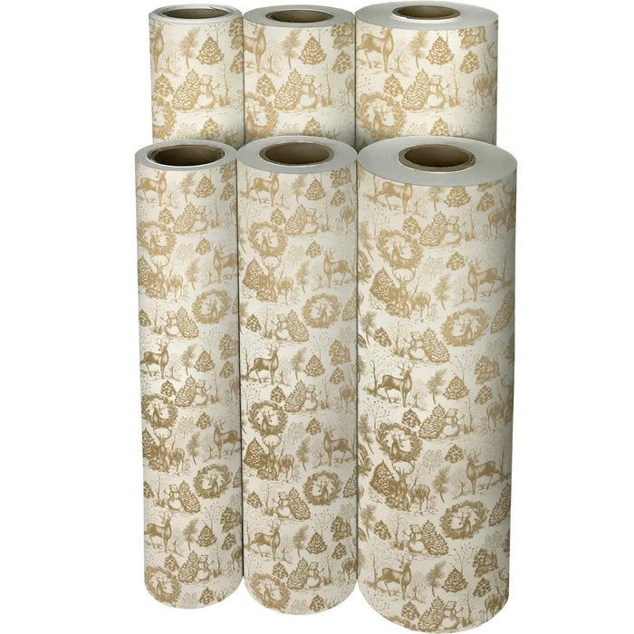 Gift Wrap - Winter Woods Gold - Recycled Fiber