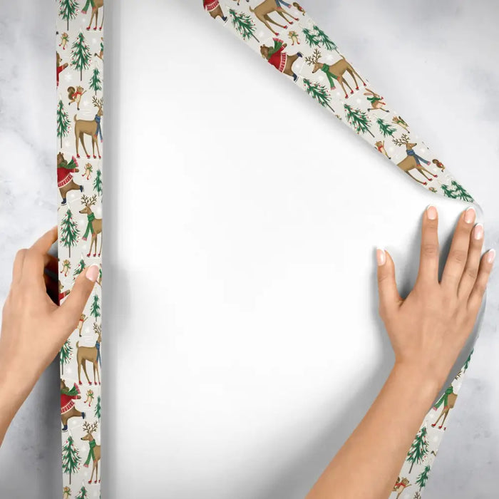 Gift Wrap - Woodland Skating - Recycled Fiber