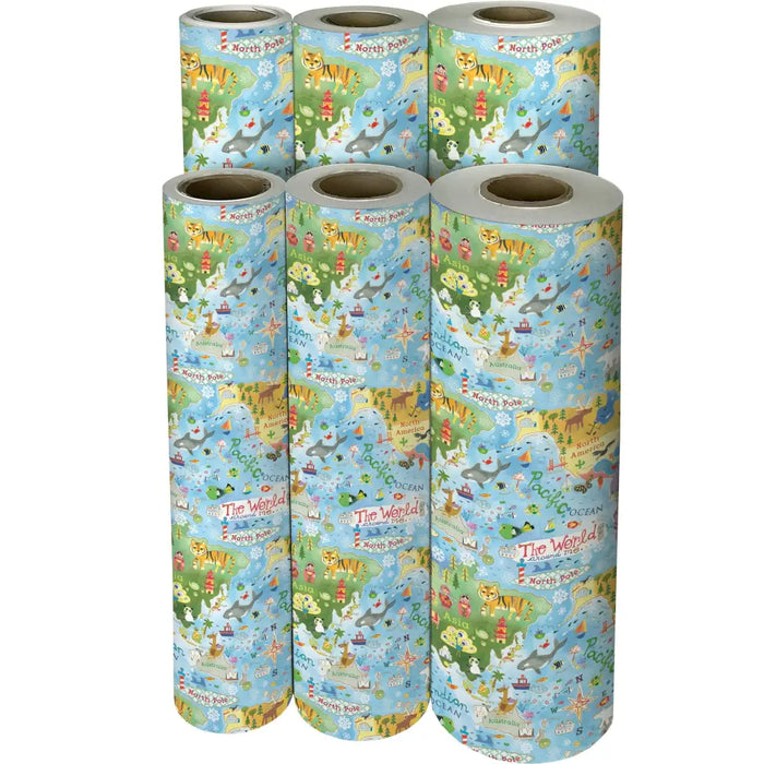 Gift Wrap - World Map - B412.30.208JR