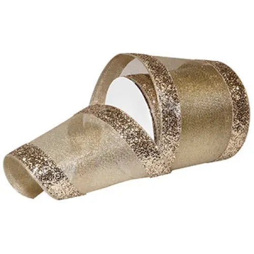 Glitter Chic Wired Ribbon - Gold - Single Roll