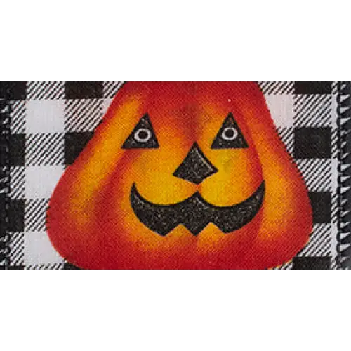 Halloween Checks Wired Ribbon - Orange/Black