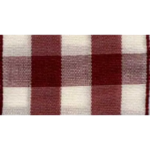 Karo Check Wired Plaid Ribbon - Single Roll / Burgundy