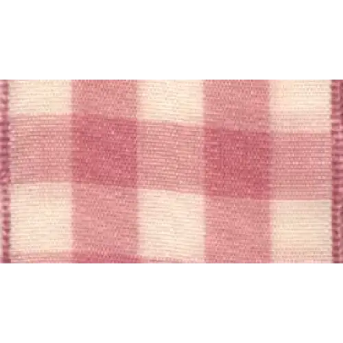 Karo Check Wired Plaid Ribbon - Single Roll / Pink