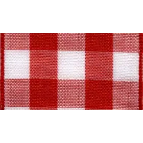 Karo Check Wired Plaid Ribbon - Single Roll / Red