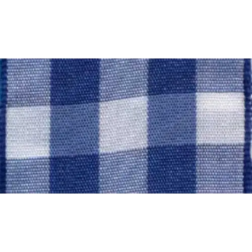 Karo Check Wired Plaid Ribbon - Single Roll / Royal Blue