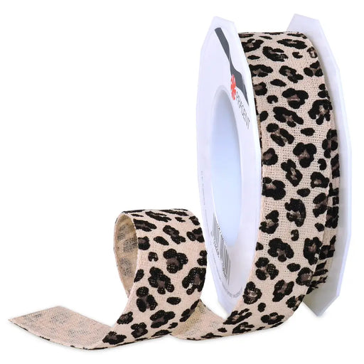 Leopard Ribbon - Natural - Single Roll / 1’’ x 16.5 yd