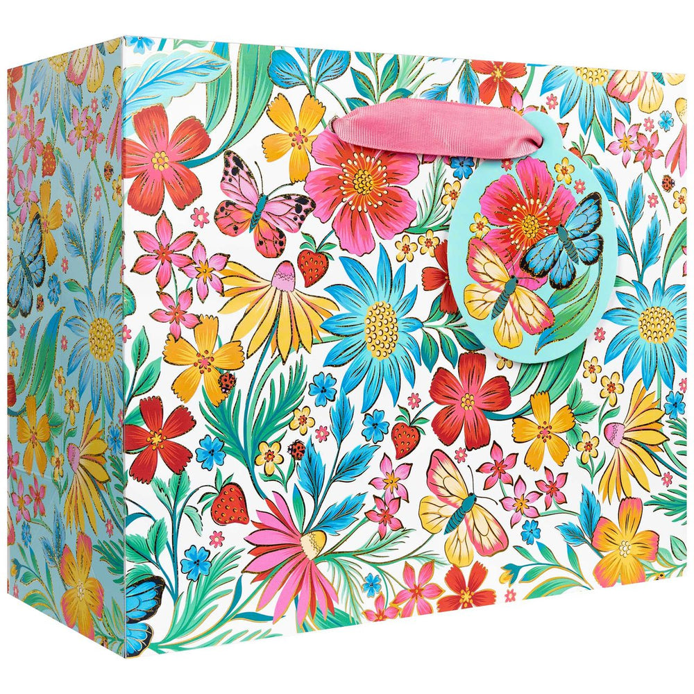 Euro Tote With Tissue - Medium - Happy Wildflowers