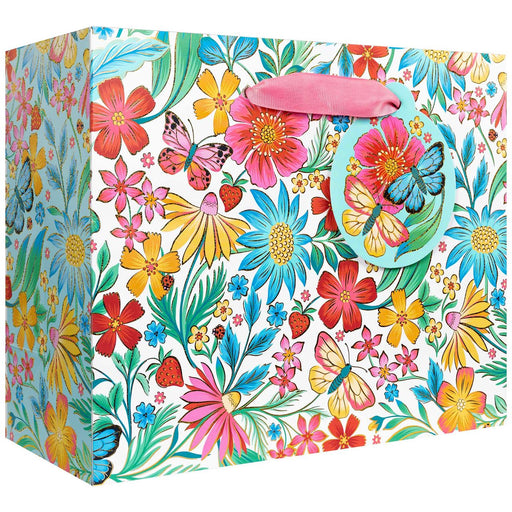 Euro Tote With Tissue - Medium - Happy Wildflowers