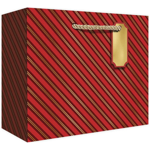 Medium Tote - Red & Gold Stripes - Retail-6 count - XGBM862