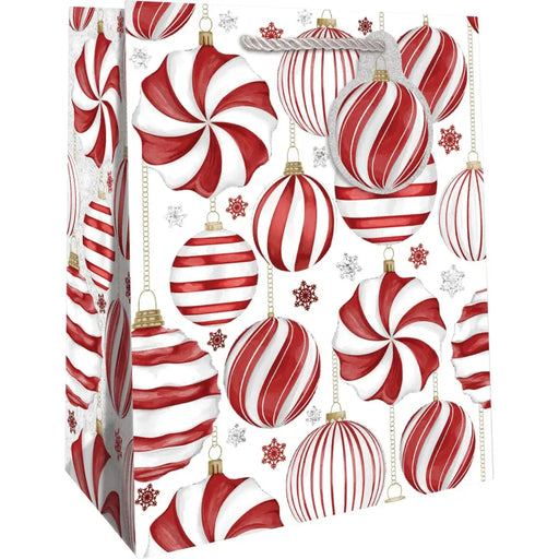 Medium Tote - Red & White Ornaments - Retail-6 count