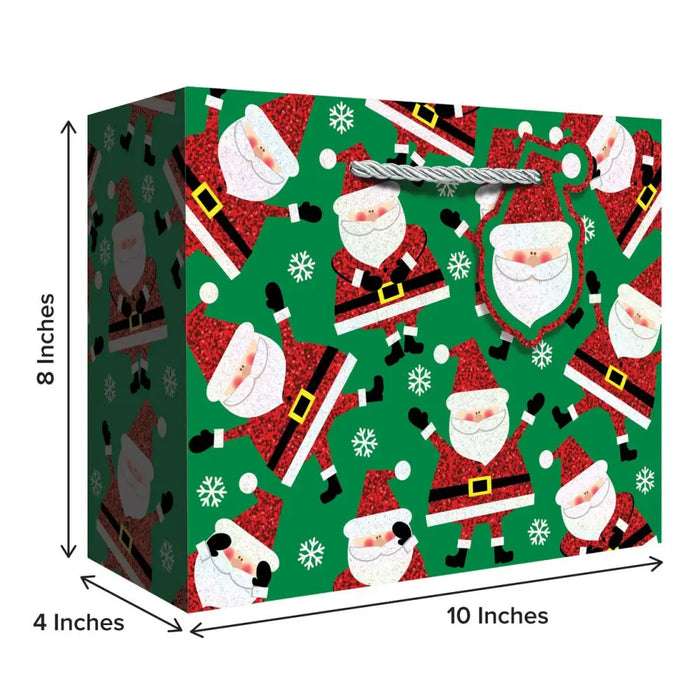 Medium Tote - Sparkling Santa Green