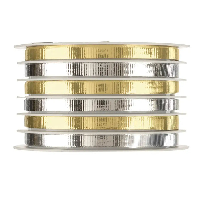 Multi-Channel Crimped Curling Ribbon - Gold & Silver - 6