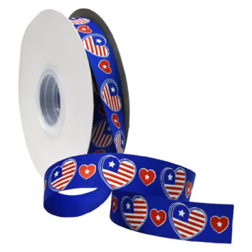 Patriotic Hearts Grosgrain Ribbon - Single Roll