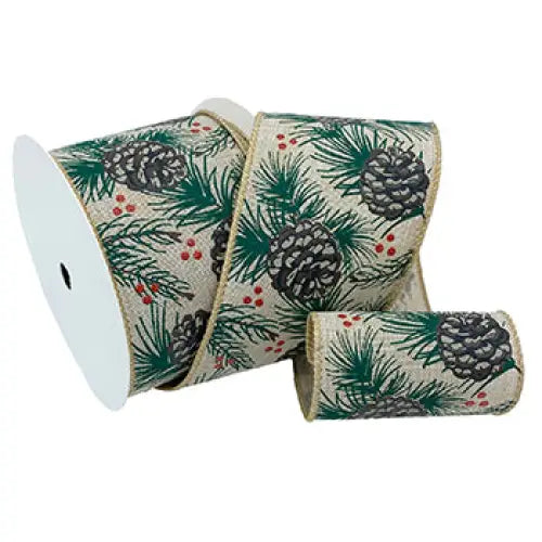 Pine Cone Linen Wired Ribbon - 7826.60/10-607