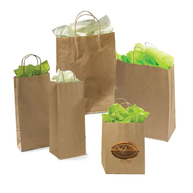 Premium Weight Natural Kraft Paper Shopping Bags