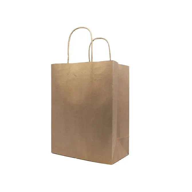 Premium Weight Natural Kraft Paper Shopping Bags - Petite