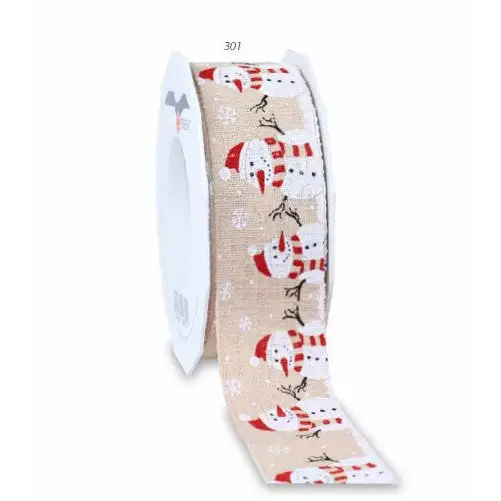 Snowman Ribbon - Single Roll / Natural/Red - 87540/15-301