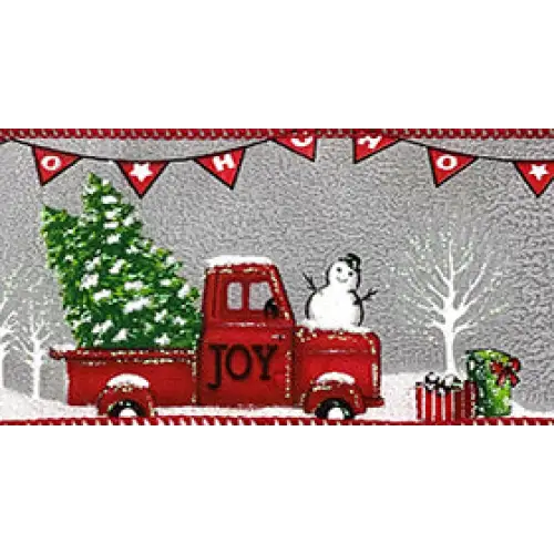 Snowman Truck Wired Ribbon - Gray/Red - 7728.60/10-631