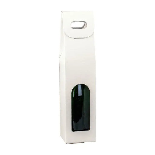 Spun Bianco- 1 Bottle Carrier w/ Window - White Embossed