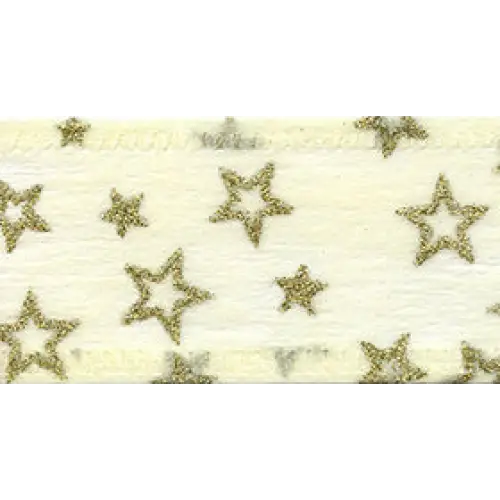 Stellato Glitter Wired Ribbon - Creme Gold - 10132.53/10-102