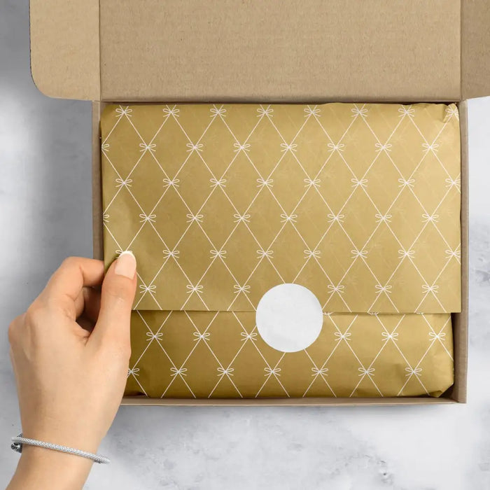 Tissue - Printed - Beautiful Bows Gold (Recycled Fiber)