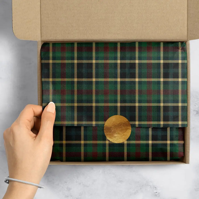 Tissue - Printed - Hunter Navy Plaid (Recycled Fiber)