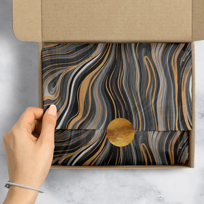 Tissue - Printed - Marbleized Black