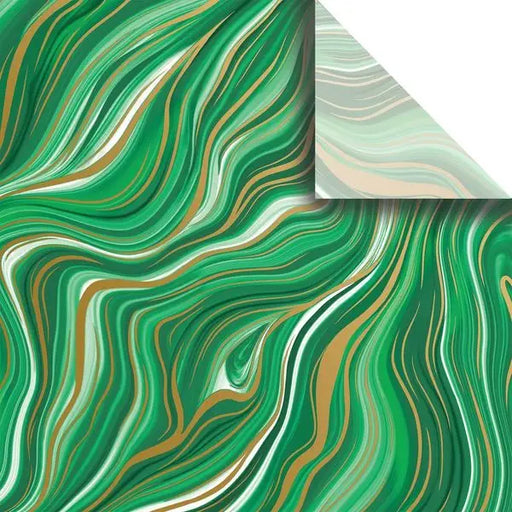 Tissue - Printed - Marbleized Green (Recycled Fiber)