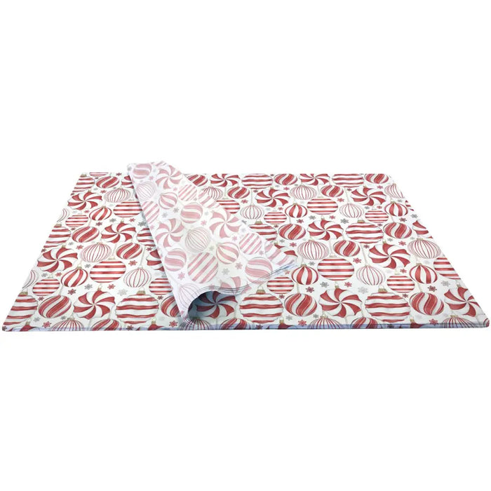 Tissue - Printed - Red & White Ornaments (Recycled Fiber)