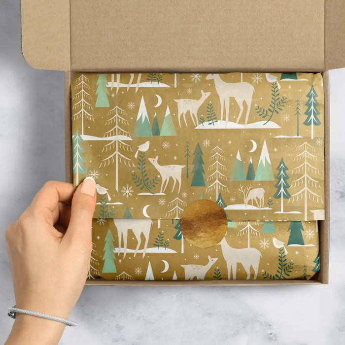 Tissue - Printed - Winter Serenity Gold (Recycled Fiber)